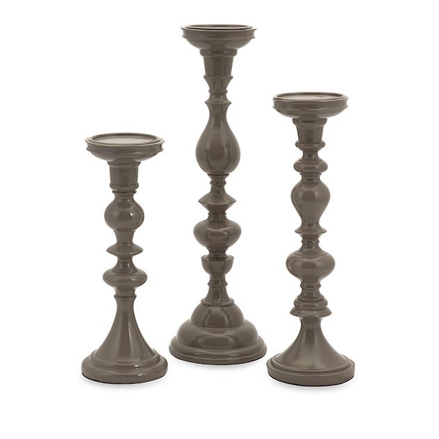 Essential Taupe Candle Holders - Set of 3