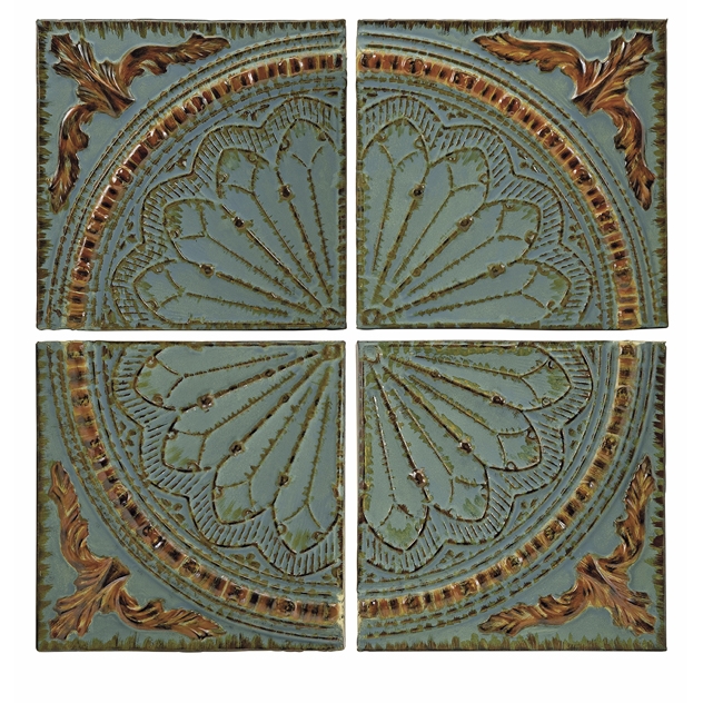 Blue Quarter Medallion Wall Panels - Set of 4