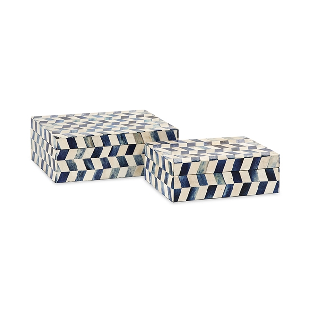 Essentials Marine Blue Bone Boxes - Set of 2