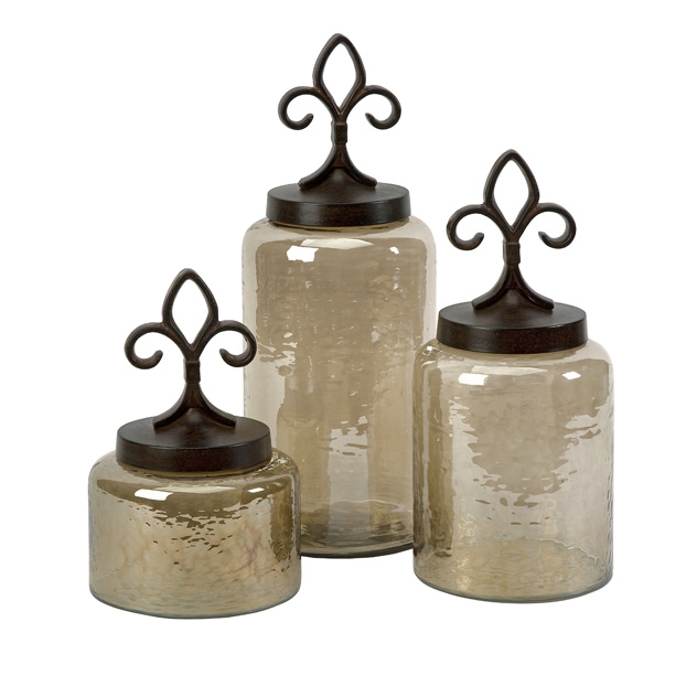 Fleur-de-Lis Lidded Jars - Set of 3