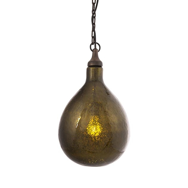 Salina Olive Green Mercury Glass Pendant Light