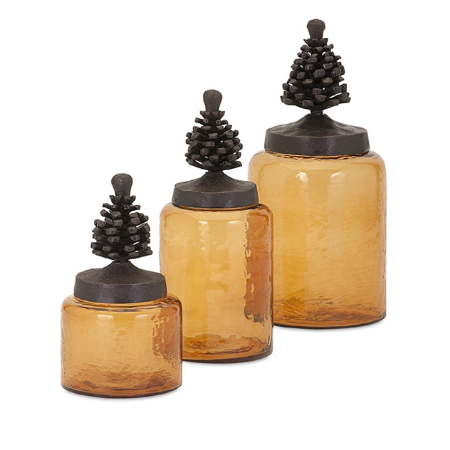 Wyman Pine Cone Glass Jars - Set of 3