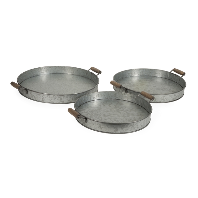 Galvanized Round Trays - Set of 3