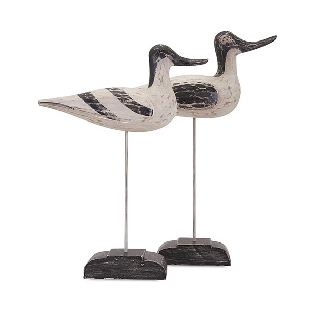 Wood Carved Birds - Set of 2