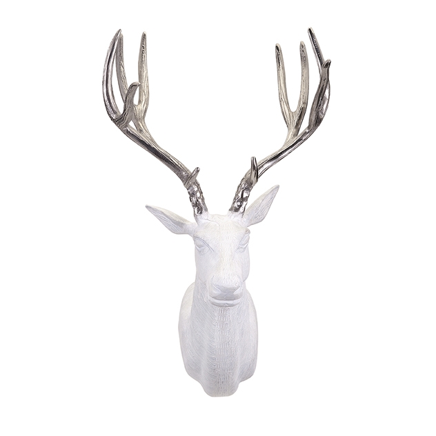Bowen White and Silver Deer Wall Mount