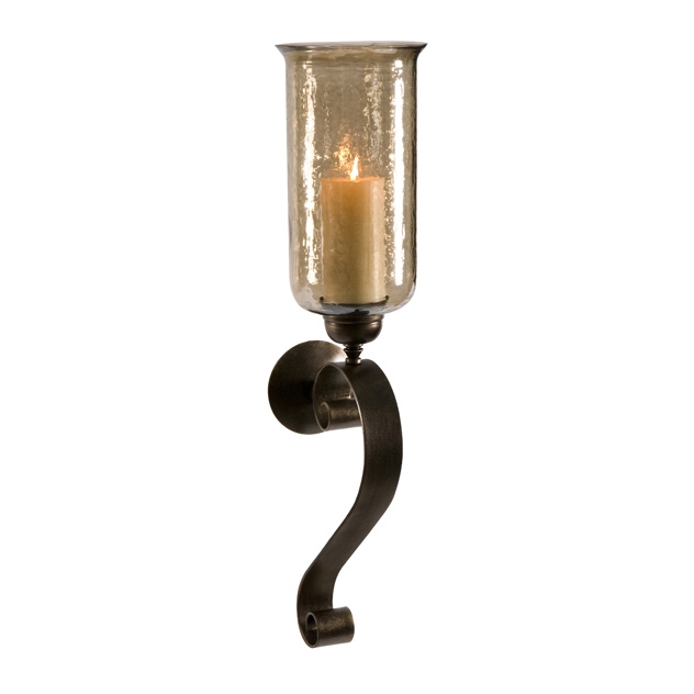 Medium Scroll Base Wall Sconce with Brown Luster Glass