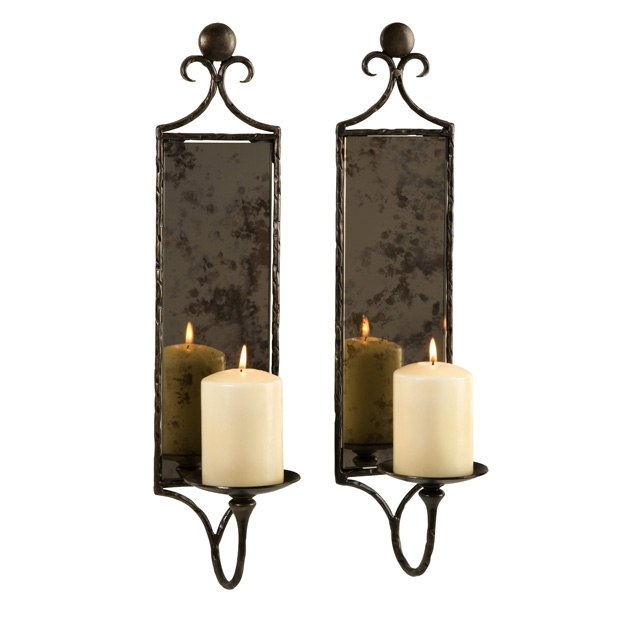 Hammered Mirror Wall Sconces - Set of 2