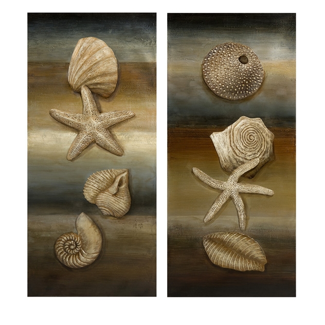 Westport Shell Still Life Oil Painting - Set of 2