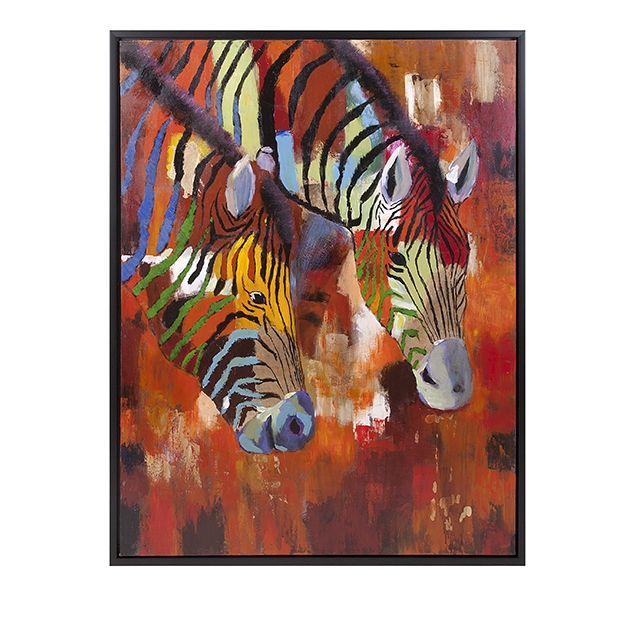 Acacia Zebra Framed Oil Painting