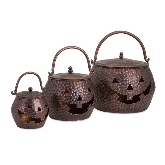 Lidded Pumpkins Brown - Set of 3