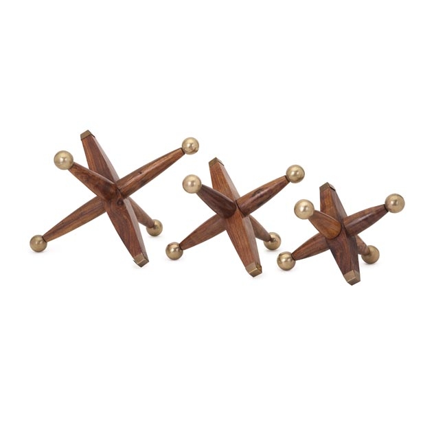 Beth Kushnick Wood and Metal Jacks - Set of 3