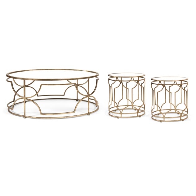 IK Sherine Mirror Top Coffee Table & 2 End Tables - Set of 3