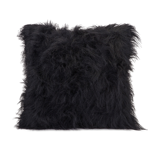 Nikki Chu Black Faux Fur Pillow