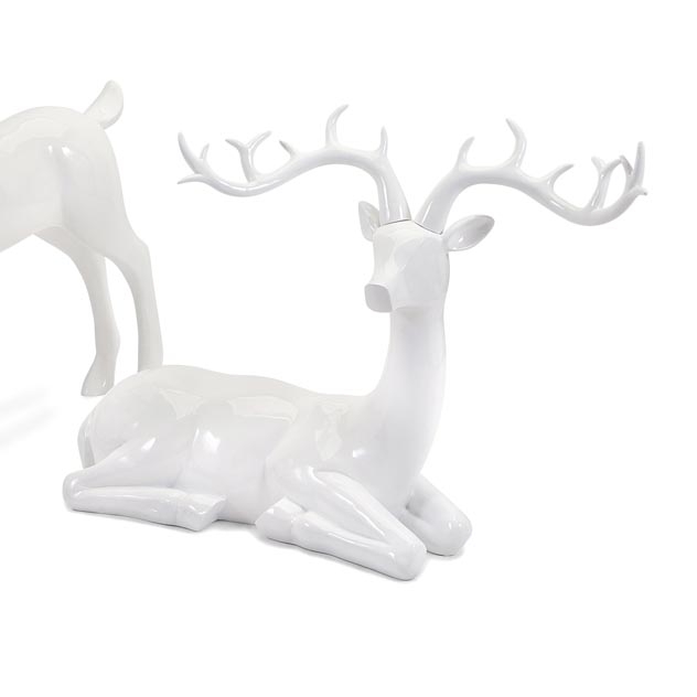 Playful Reindeer- White (antlers KD)-Sitting