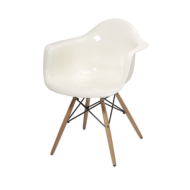 Arturo White Acrylic Chair with Wood Leg