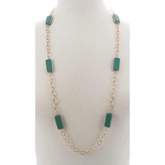 BTQ Faceted Dark Green Stone Necklace