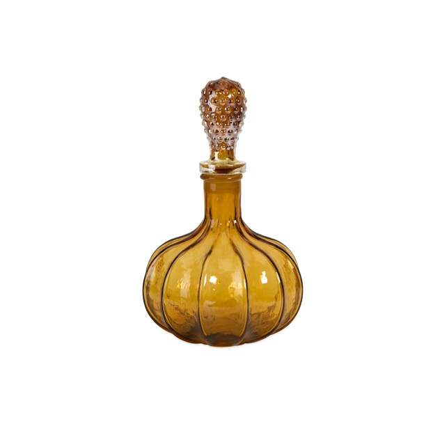 Elsie Small Nobnail Amber Glass Bottle with Stopper