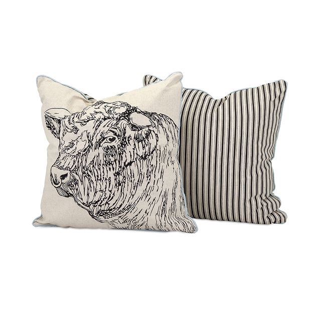 Jackson Bull Embroidered Pillow