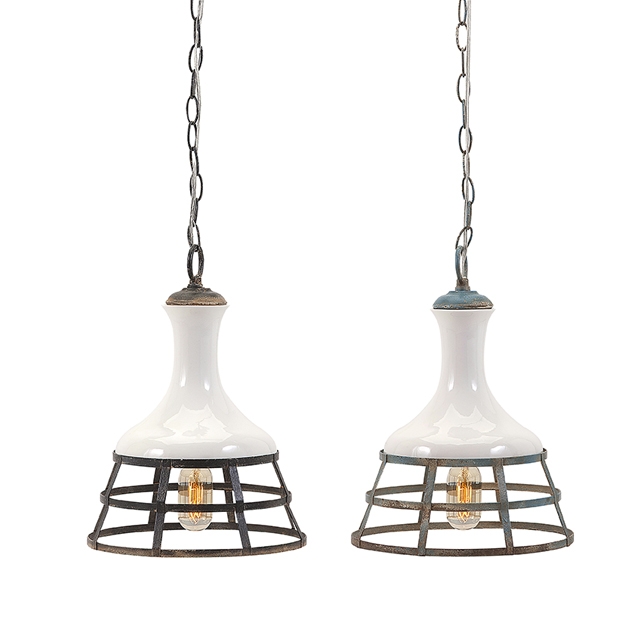 Sandra Ceramic and Metal Pendant Lights - Ast 2