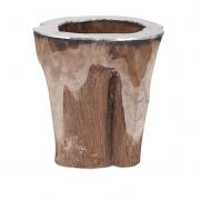 Abaco Teak and Aluminum Vase