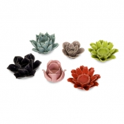 Leona Assorted Flower Candleholders - Set of 6