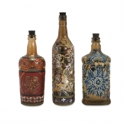 Reclaimed Hand-painted Bottles - Set of 3