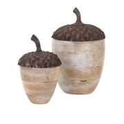 Naleigh Aluminum and Wood Acorns - Set of 2