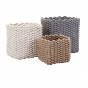 Natural Cotton Rope Baskets - Set of 3