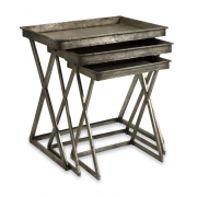 Silver Leaf Tray Tables - Set of 3