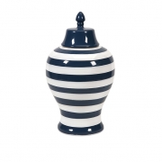 Hudson Large Striped Lidded Urn