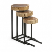 Nadera Wood and Iron Nesting Tables - Set of 3