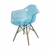 Declan Teal Blue Transparent Chair w/ Wood Leg