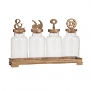 Beth Kushnick Symbol Bottles with Stoppers and Tray