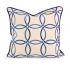 View IK Catina Blue Embroidered Linen Pillow w/ Down Fill
