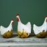 White Antiqued Chickens - Set of 3 alternate image