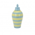 Savannah Small Blue and Green Striped Lidded Vase